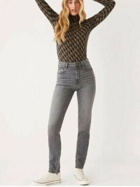 Frank & Oak | Grey Kim Slim Fit High Waisted Straight Leg Jeans